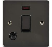 Schneider Electric Ultimate Flat Plate - Single Light Switch, with Flex Outlet and Neon Indicator, Double Pole, 20AX, GU2214BBN, Black Nickel with Black Insert