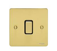 Schneider Electric Ultimate Flat Plate - Single Retractive 2 Way Light Switch, 10A, GU1212RBPB, Polished Brass with Black Insert