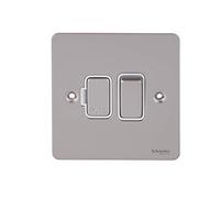 Schneider Electric Ultimate Flat Plate - Switched Fused Connection Unit, 13A, GU5210WPN, Pearl Nickel with White Insert
