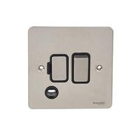 Schneider Electric Ultimate Flat Plate - Switched Fused Connection Unit, with Flex Outlet, GU5213BSS, Stainless Steel with Black Insert