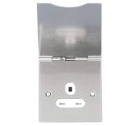 Schneider Electric Ultimate Flat Plate - Unswitched Single Floor Power Socket, 13A, GU3251WSS, Stainless Steel with White Insert
