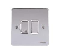 Schneider Electric Ultimate Low Profile - Switched Single Fused Connection Unit, 13A, GU5510WPC, Polished Chrome with White Insert