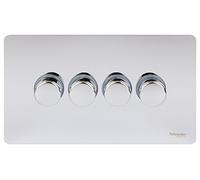 Schneider Electric Ultimate Screwless Flat Plate 250w 4-Gang 2-Way Rotary Dimmer Polished Chrome