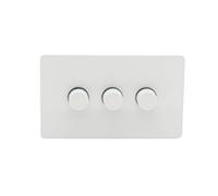 Schneider Electric Ultimate Screwless Flat Plate - 3 Gang 2 Way LED Dimmer Light Switch, 75 W/VA, GU6432LMPW, Painted White