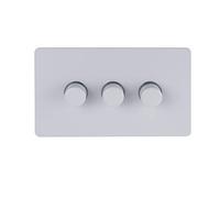 Schneider Electric Ultimate Screwless Flat Plate - 3 Gang 2 Way LED Dimmer Light Switch, 75W/VA, GU6432LPW, Painted White