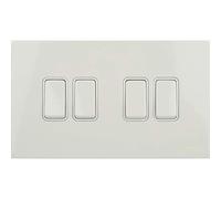 Schneider Electric Ultimate Screwless Flat Plate - 4 Gang Rocker 2 Way Light Switch, Single Pole, 16AX, GU1442WPW, Painted White with White Insert