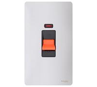 Schneider Electric Ultimate Screwless Flat Plate 45a DP Control Switch with Neon Polished Chrome Black Insert