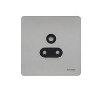 Schneider USFP 5A 1G RND PIN Unswitched Socket Black Insert - Stainless Steel - GU3480BSS
