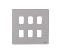 Schneider Electric Ultimate Screwless Flat Plate - 6 Gang Grid Faceplate, with Mounting Frame, GUGS06GPN, Pearl Nickel