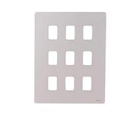 Schneider Electric Ultimate Screwless Flat Plate - 9 Gang Grid Faceplate, with Mounting Frame, GUGS09GPN, Pearl Nickel