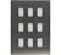 Schneider Electric Ultimate Screwless Flat Plate - 9 Gang Grid Faceplate, with Mounting Frame, GUGS09GSS, Stainless Steel