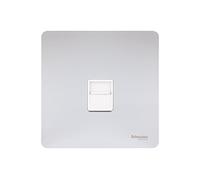 Schneider Electric Ultimate Screwless Flat Plate Secondary Telephone Socket Polished Chrome White Insert