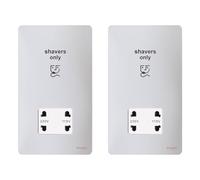 Schneider Electric Ultimate Screwless Flat Plate - Shaver Socket, Dual Voltage, 115/230V, GU7490WPC, Polished Chrome with White Insert (Pack of 2)