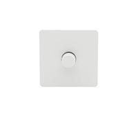 Schneider Electric Ultimate Screwless Flat Plate - Single 2 Way LED Dimmer Light Switch, 100 W/VA, GU6412LMPW, Painted White