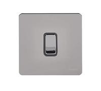 Schneider Electric Ultimate Screwless Flat Plate - Single 2 Way Light Switch, Single Pole, 16AX, GU1412BBN, Black Nickel with Black Insert