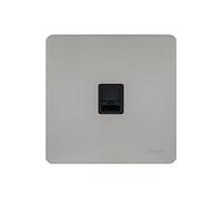 Schneider Electric Ultimate Screwless Flat Plate - Single Telephone Socket, Secondary, GU7462BSS, Stainless Steel with Black Insert