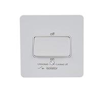Schneider Electric Ultimate Screwless Flat Plate - Single Fan Isolator Switch, 3 Pole, 10A, GU1413WPW, Painted White with White Insert