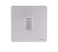 Schneider Electric Ultimate Screwless Flat Plate - Single Light Switch Double Pole, 20AX, GU2410WPN, Pearl Nickel with White Insert
