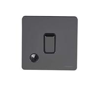Schneider Electric Ultimate Screwless Flat Plate - Single Light Switch with Flex Outlet, Double Pole, 20AX, GU2413BBN, Black Nickel with Black Insert
