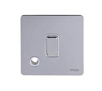 Schneider Electric Ultimate Screwless Flat Plate - Single Light Switch with Flex Outlet, Double Pole, 20AX, GU2413WPC, Polished Chrome with White Insert
