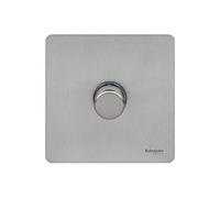 Schneider Electric Ultimate Screwless Flat Plate - Single Rotary 2 Way Dimmer Light Switch, Main and Low Voltage, 400W/VA, GU6412CSS, Stainless Steel