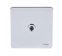 Schneider Electric Ultimate Screwless Flat Plate - Single Toggle 2 Way Light Switch, 16AX, GU1412TPC, Polished Chrome