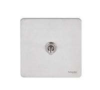 Schneider Electric Ultimate Screwless Flat Plate - Single Toggle 2 Way Light Switch, 16AX, GU1412TSS, Stainless Steel