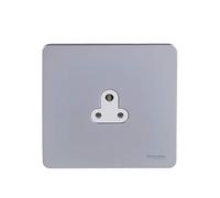 Schneider Electric Ultimate Screwless Flat Plate - Single Unswitched Power Socket, Round Pin, 2A, GU3470WPC, Polished Chrome with White Insert