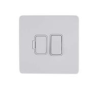 Schneider Electric Ultimate Screwless Flat Plate - Switched Fused Connection Unit, Double Pole, 13A, GU5410WPW, Painted White with White Insert
