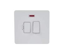 Schneider Electric Ultimate Screwless Flat Plate - Switched Fused Connection Unit, with Neon Indicator, Double Pole, 13A, GU5411WPW, Painted White with White Insert