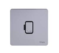 Schneider Electric Ultimate Screwless Flat Plate - Unswitched Fused Connection Unit, 13A, GU5400BPC, Polished Chrome with Black Insert