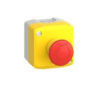 Schneider Electric yellow station - 1 red mushroom head pushbutton Ø40 turn to release 1NO+1NC
