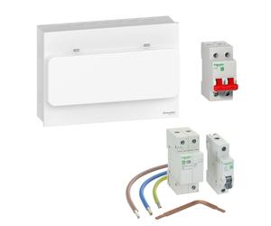 Schneider EZ9CCU12SWTSPD Easy9 Compact 9 Usable Way Metal Consumer Unit with 100A Main Switch & T2 SPD