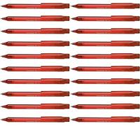 Schneider Fave Click-Top Ballpoint Pens / Nib Size M / Pack of 20 / Transparent Red Barrel / Red Ink