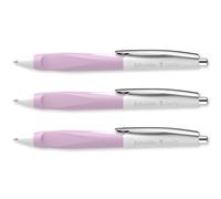 Schneider Haptify Ballpoint Pen Ergonomic, White/Lilac, Blue Ink, 3 Pack | Ergonomic Grip Design, Smooth Writing, Waterproof ISO-Certified Ink, Refillable