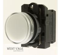 Schneider Electric Harmony XB5 - Pilot Indicator Light, Plastic, Plain Lens, Integral LED, Industrial Control, 22 mm Mount, 24 V AC/DC, XB5AVB1, White