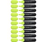 Schneider Highlighter Job 150, Refillable, Non-Fading, with Clip, Yellow, Pack of 10