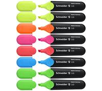 Schneider Highlighter Job refillable pens, Assorted Colours, Pack of 8, Yellow, Orange, Pink, Red, Blue, Green)