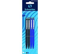 Schneider K 15 Retractable Ballpoint Pen (Indelible Refill - Line Width M, Ink Colour: Black/Blue) Pack of 4 Blister Card Black/Blue