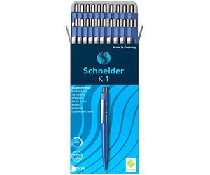 Schneider K1 739 Retractable Ballpoint Pen Indelible Medium Nib, Blue (Pack of 20)