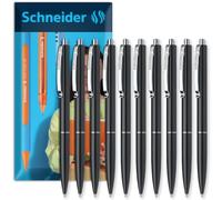 Schneider K15 Ballpoint Pen Medium Refillable Black, 10 Pack | Refillable, Waterproof ISO-Certified Ink, Durable Metal Clip, Slim Design for Office, Home, Work Use