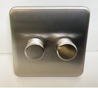 Schneider Electric Lisse Screwless Deco - Double Universal 2 Way Dimmer Light Switch, 250W/VA, GGBL6022CSSS, Stainless Steel