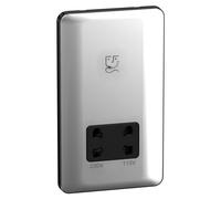 Schneider LSD Shaver Socket 115/230V Black Insert - Polished Chrome - GGBL7090BPCS