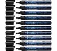 Schneider Marker Pen 233 Black 1+5 mm Permanent Refillable with Aluminium Barrel Pack of 10