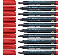 Schneider Maxx 130 Permanent Marker Pen 1 mm and 3 mm Cap-Off-Ink Refillable Pack of 10 Red