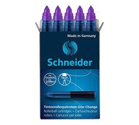 Schneider One Change 185408 Rollerball Cartridge (for One Change Rollerball Pen, 1 x 5 Pieces, Indelible, Non-Erasable) Purple
