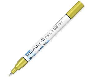 Schneider Paint-It 010 Metallic Marker Pen - 0.8mm Fine Tip - High Coverage - Yellow Metallic