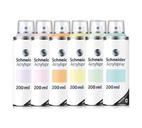 Schneider Paint-It 030 Acrylic Paint Pastel Set (6 Cans of High-Opaque Spray Paint, UV-Resistant, 6 x 200 ml, Acrylic Spray for Almost All Surfaces) 6 Different Pastel Colours