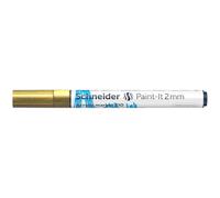 Schneider Paint-It 120153 Acrylic Pen with 2 mm Bullet Tip, High Opaque Acrylic Paints for Wood, Canvas, Stone and much more) Pack of 1, Gold