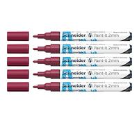 Schneider Paint-It 120161 Acrylic Pens with 2 mm Bullet Tip, High Coverage Acrylic Paints for Wood, Canvas, Stone and Much More, Pack of 5, Burgundy Red